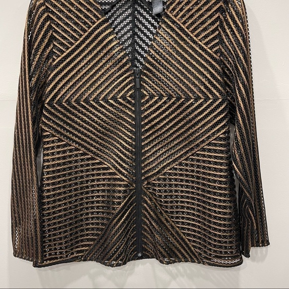 Travelers Collection by Chico’s Stripe Bronze Black Sheer Jacket Full Zip Size 0 - Picture 9 of 11